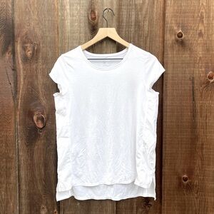 All in Motion Women's Cap Sleeve Laser Cut Activewear T-Shirt White Size Small